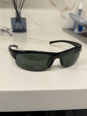 Ray-Ban Black Frame Sunglasses with Dark Green Lenses